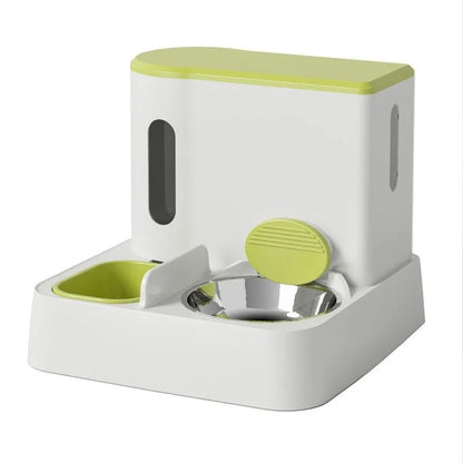 Cat automatic pet feeder water dispenser with integrated double bowl design