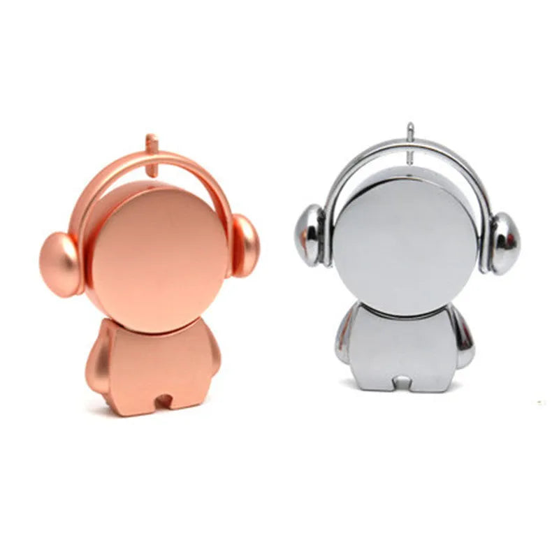 Personalised silver metal USB flash drive with cartoon musician car design