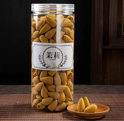 Handmade black glaze ceramic backflow incense burner tower, 10cm high with smoke waterfall effect