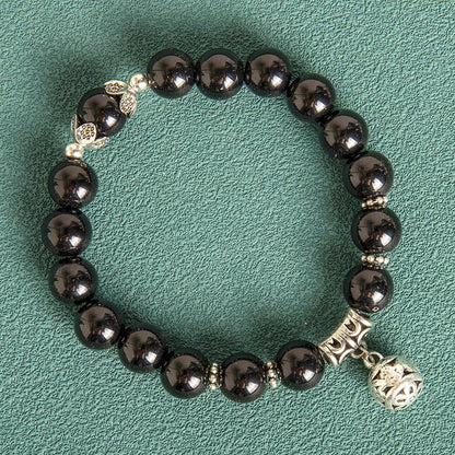 10MM Hollow Ball Korean Style Crystal Opal Beaded Bracelet in black, purple, white, pink, and green