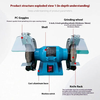 5-inch desktop metal grinder for knife sharpening with US electrical plug