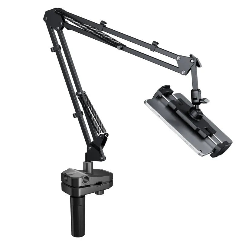 Metal cantilever bracket bedside table with 4 clips for mobile phone and tablet, universal clamp-on tray