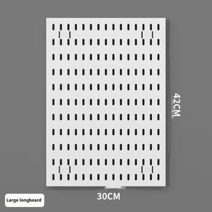 White and black punch-free wall storage rack with multiple size options for cable organisation