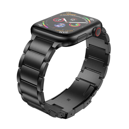 Titanium alloy replacement watch strap for Apple Watch, 204mm, folding buckle, black or silver