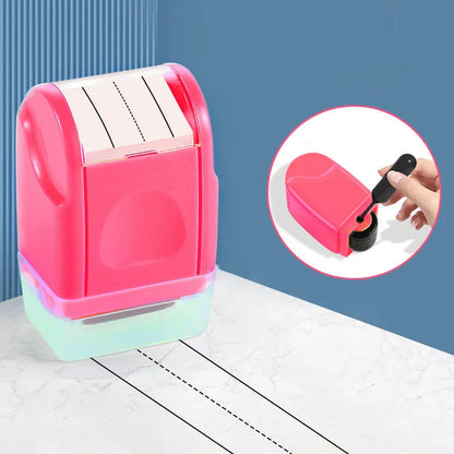 Plastic educational roller stamp in rectangular shape with choice of seven ink colours.