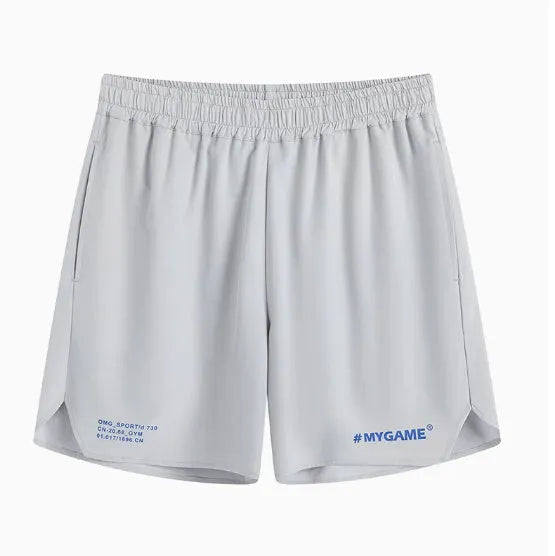 Men's training fitness shorts in blue, black, gray or white with moisture-wicking fabric