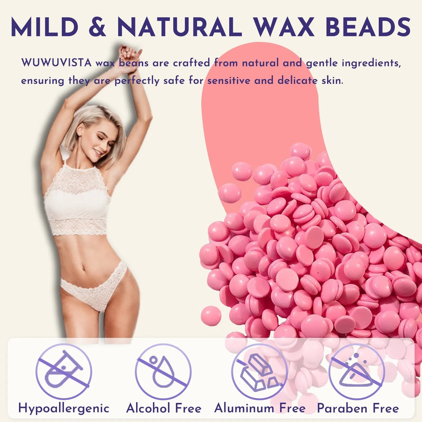 Waxing gift set with 200ml warmer, 4 wax beads, 20 sticks, aftercare lotion and ice masks for hair removal