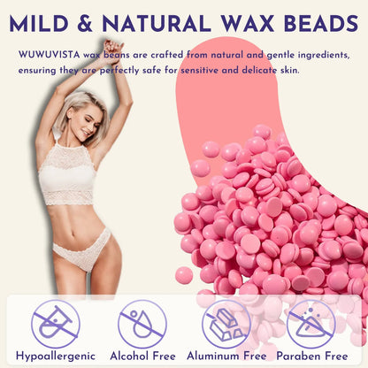 Waxing gift set with 200ml warmer, 4 wax beads, 20 sticks, aftercare lotion and ice masks for hair removal