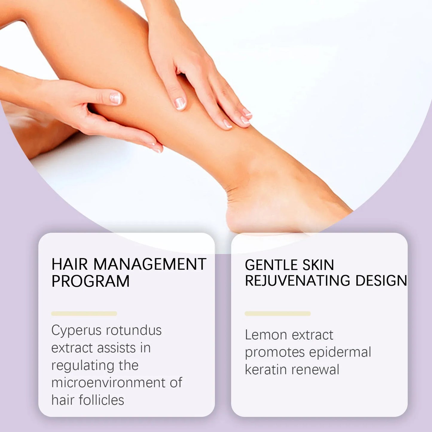 60ml bottle of hair removal treatment essential oil with botanical extracts