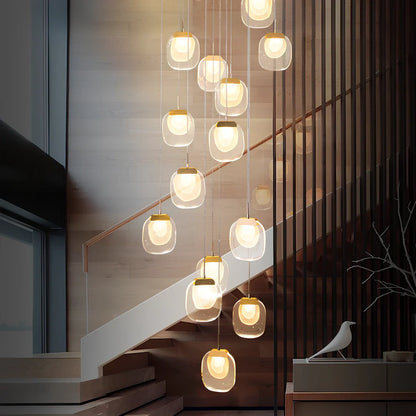 Gold crystal chandelier with 6 LED lights and stainless steel chassis for restaurant lighting