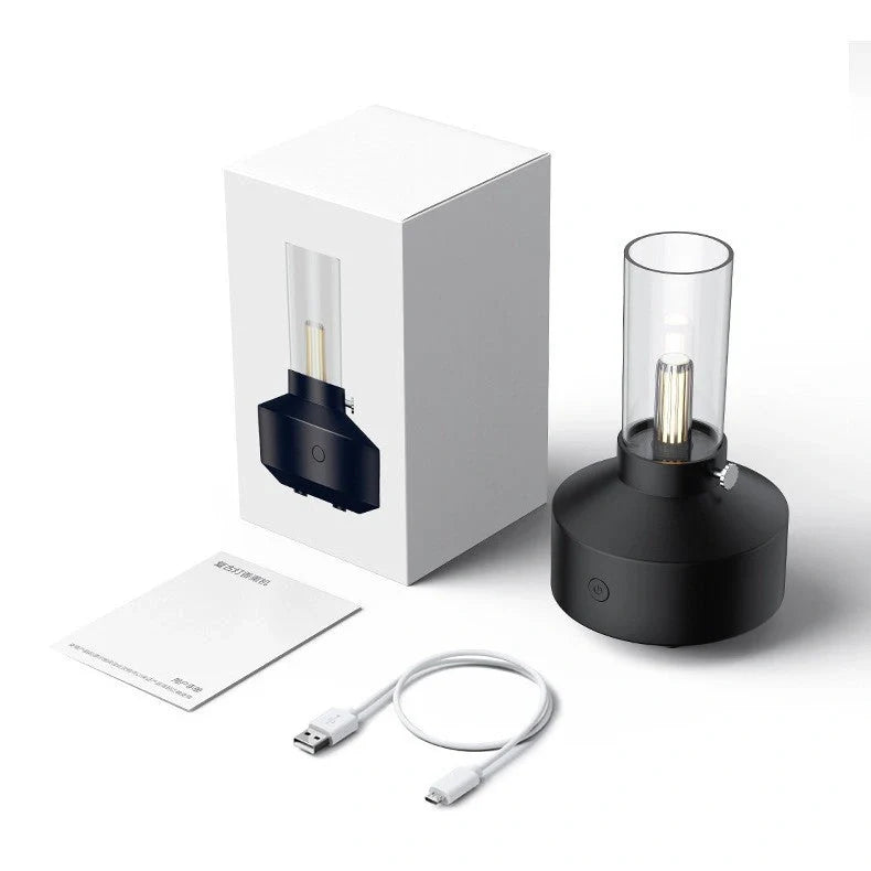 Retro light aroma diffuser with LED night light and humidifier in white and black