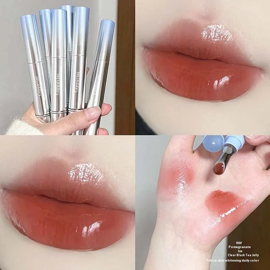 Mirror Water Light Lip Gloss in translucent shades, 12.9cm length, improves skin colour