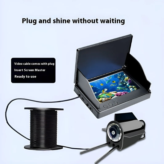Underwater fish finder camera with 4.3-inch monitor, 220-degree lens, and LED lights on a 30-metre cable.