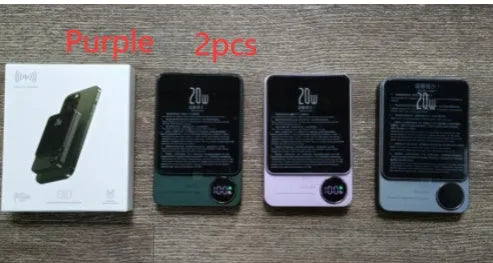 MagSafe magnetic wireless power bank in Cangling Green for iPhone 14, showing aluminium alloy case.