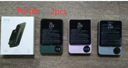 MagSafe magnetic wireless power bank in Cangling Green for iPhone 14, showing aluminium alloy case.