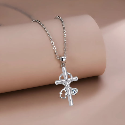Women's cross stethoscope necklace with electroplated copper pendant on a cross chain