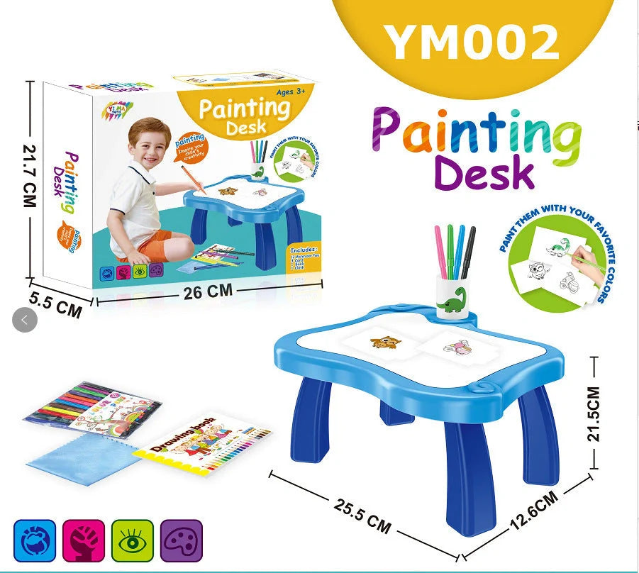 Children's Projection Drawing Board Doodle with music function and magnetic artboard in blue and pink