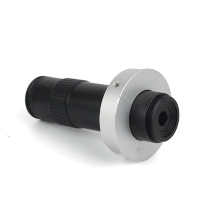 Black industrial camera monocular lens with 130x magnification and 60-300mm working distance
