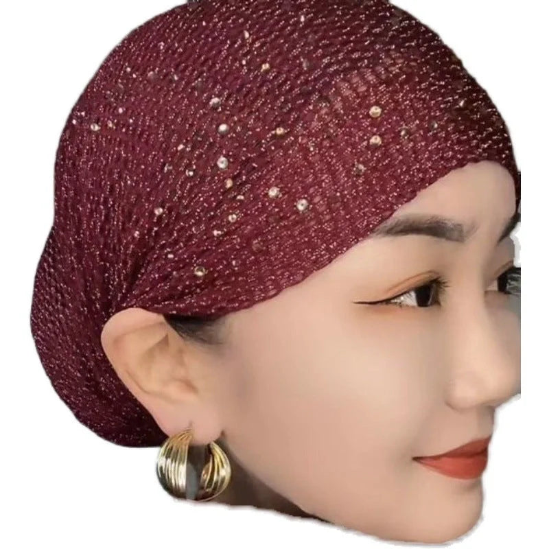 Elastic Hot Drilling Toque with lace detailing in various colors