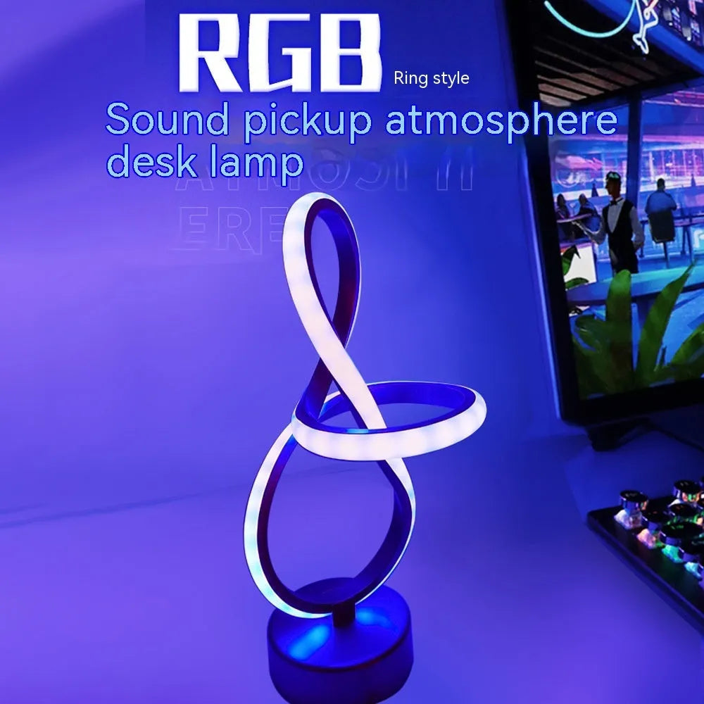 Black musical note-shaped Bluetooth lamp with app control and RGB lighting.