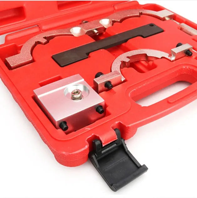 Opel 1.4 engine timing tool set with 7 red chrome-vanadium steel tools for automobile repair