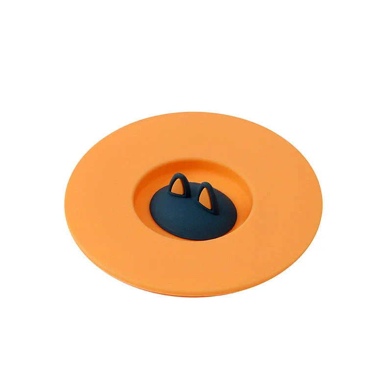 Cartoon cat ear-shaped silicone cup lid in vibrant colors, designed to be spill-proof and dustproof for your daily beverages