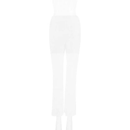 Women's high waist lace straight trousers in white and black
