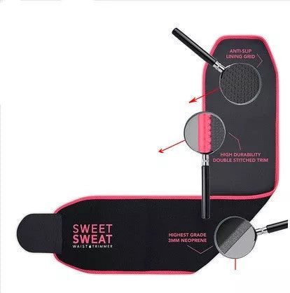 Women's neoprene sweat belt for fitness, available in yellow, red, and black