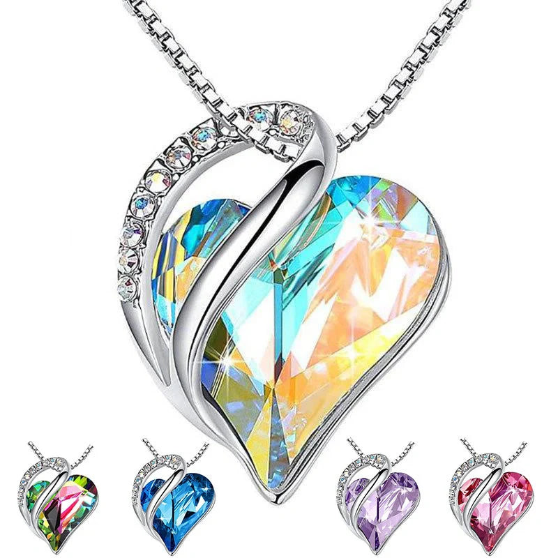 925 silver heart-shaped geometric necklace for women in various colors