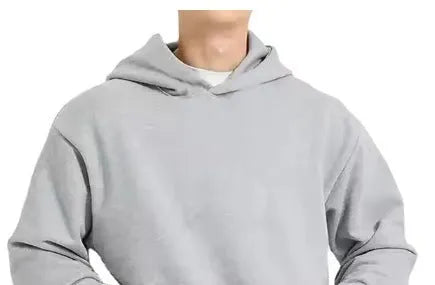 Men's solid colour fleece-lined hoodie with wool lining in pullover style