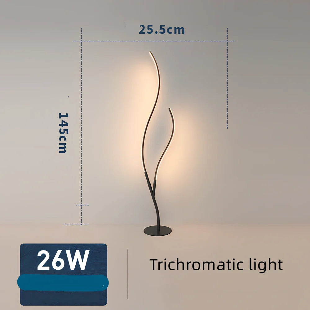 Fashion Twig artistic floor lamp with extended horizontal arm and modern aluminium design