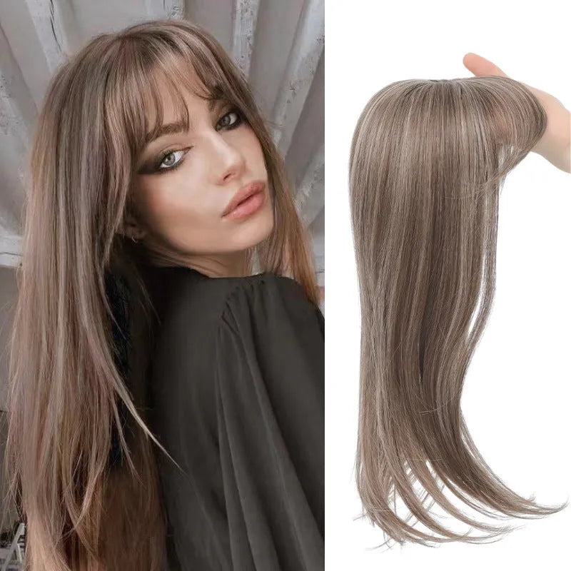 Synthetic inner buckle clip-in hairpiece wig in six colour style options.