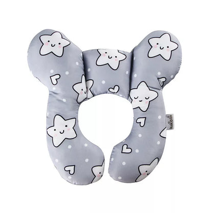 Baby U-shape pillow with cartoon pattern for neck support during travel