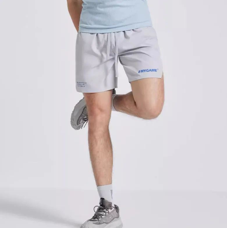 Men's training fitness shorts in blue, black, gray or white with moisture-wicking fabric