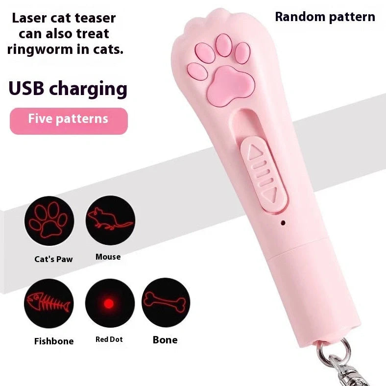 Pink plastic cat charging toy with self-hi feature measuring 18 cm long