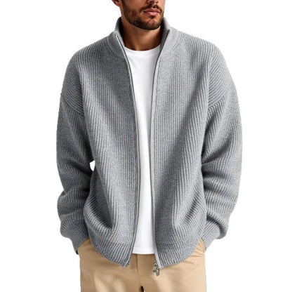 Men's loose cardigan sweater coat in chemical fibre blend available in five colours