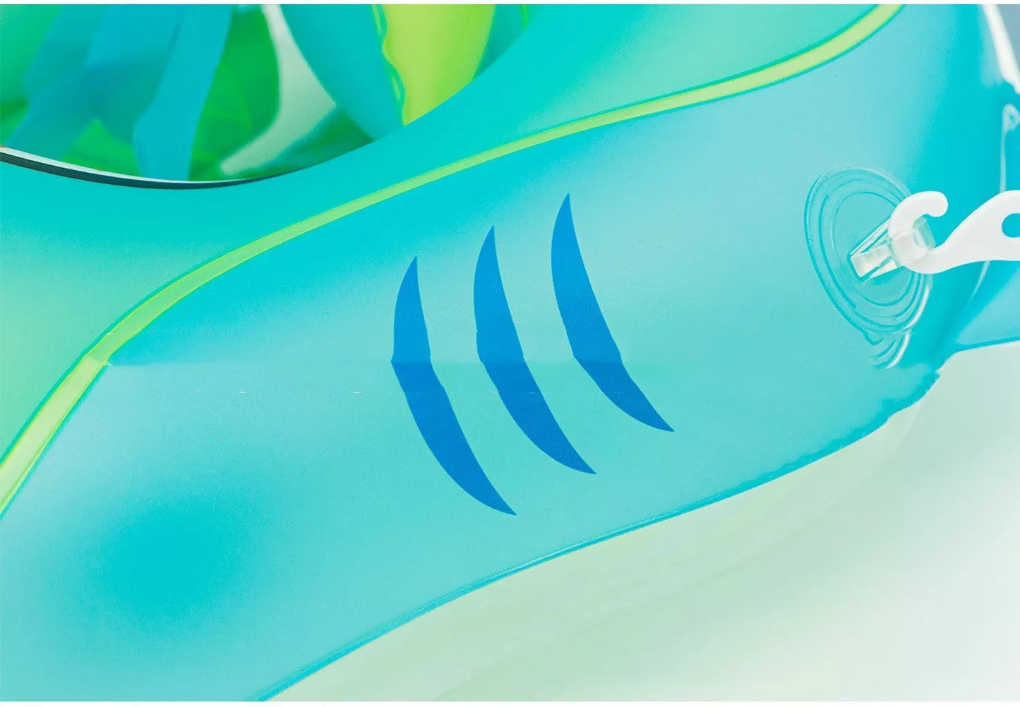 Baby swim ring with anti-flip design and sunshade for safe water play