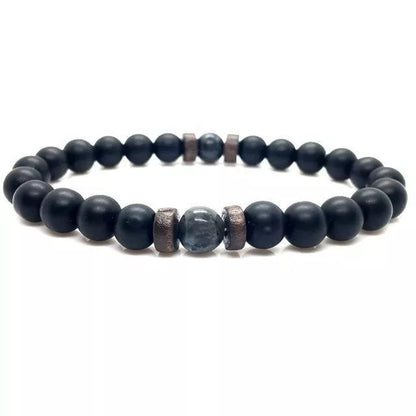 Asgard Crafted Lava Stone Bracelet - Black Alloy Ball Design