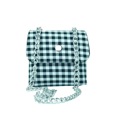 Green square lattice PU backpack for small pets, 35cm tall with mesh sides and adjustable straps