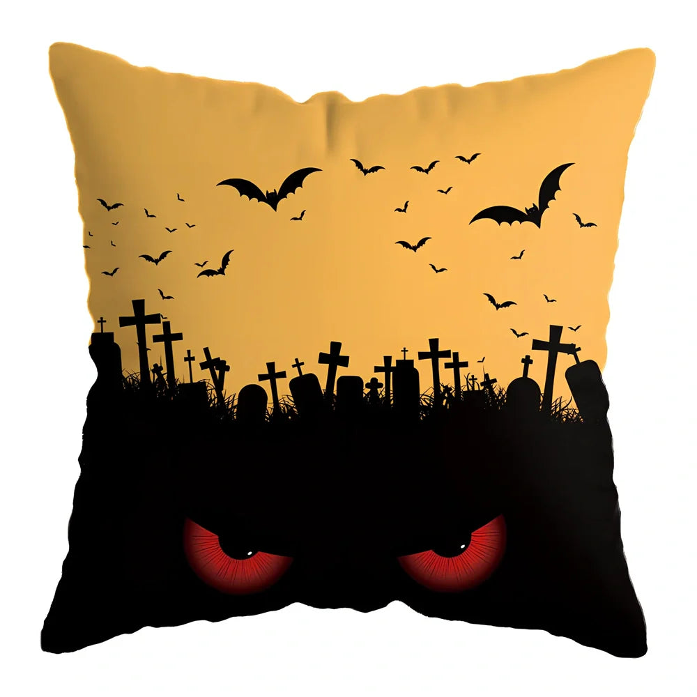 45x45cm linen pillow cover with skull pattern for Halloween decorations