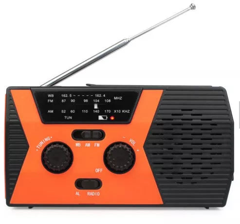5 in 1 Outdoor Portable Solar Crank AM FM Radio with flashlight and NOAA weather band