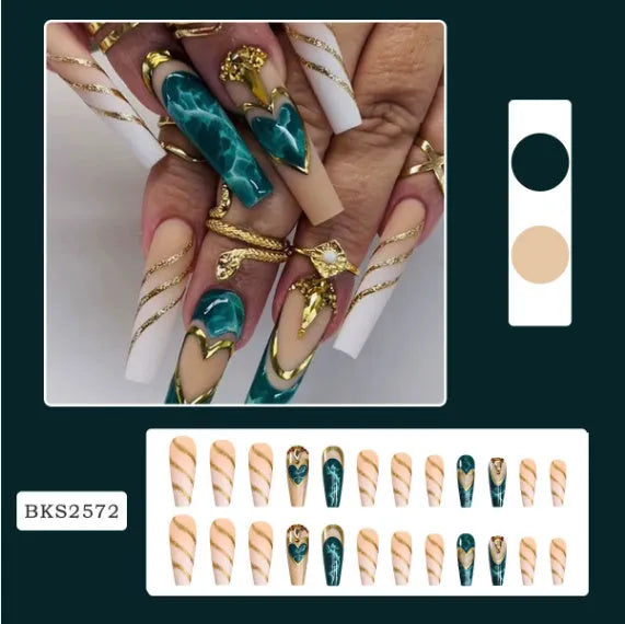 Ballet wave line detachable nail stickers with jelly glue in 24-piece or 96-piece DIY manicure sets