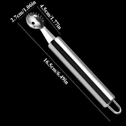 Stainless steel strawberry stem remover tool with 15cm length and 1.5cm coring tip