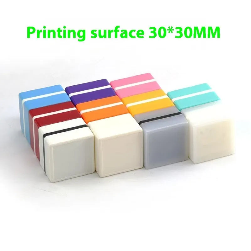 Square plastic sealed shell for hand account decoration with cartoon pet seal, shown in nine colour options