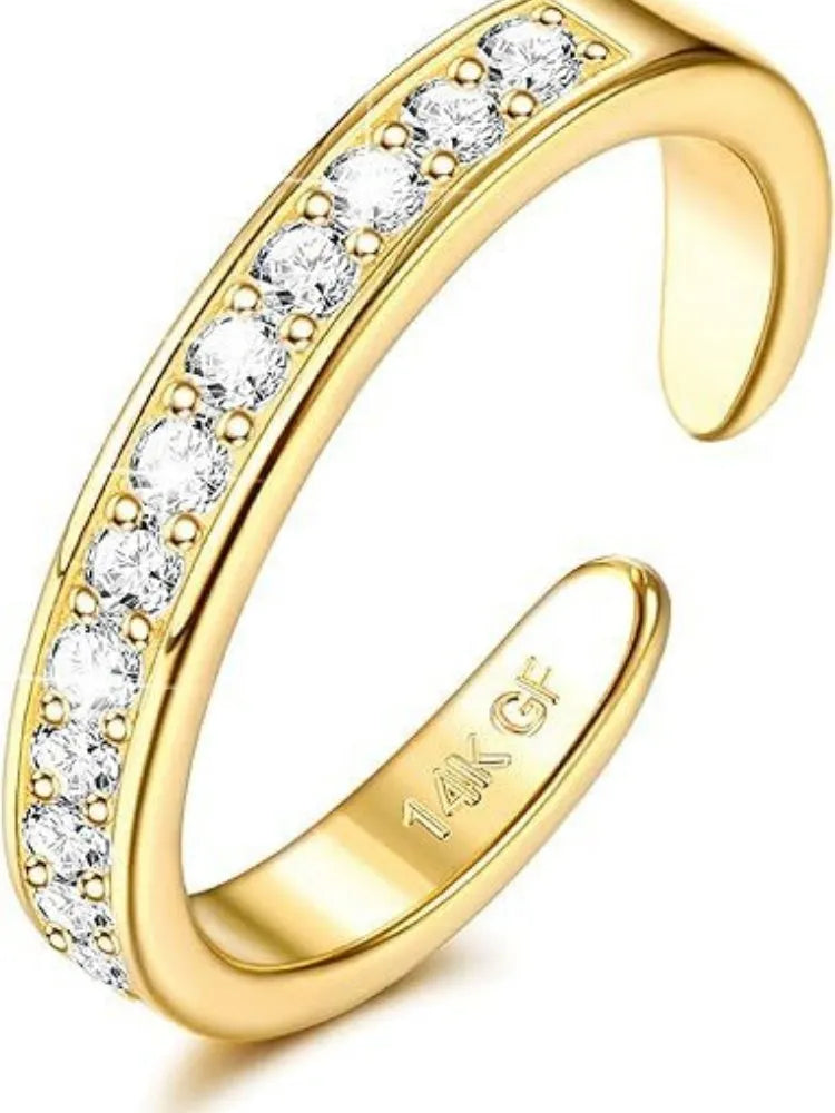 Geometric toe ring with 14K gold plating in rhinestone, water drop, golden diamonds, or golden flowers colours