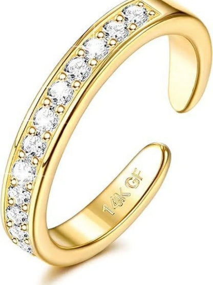 Geometric toe ring with 14K gold plating in rhinestone, water drop, golden diamonds, or golden flowers colours