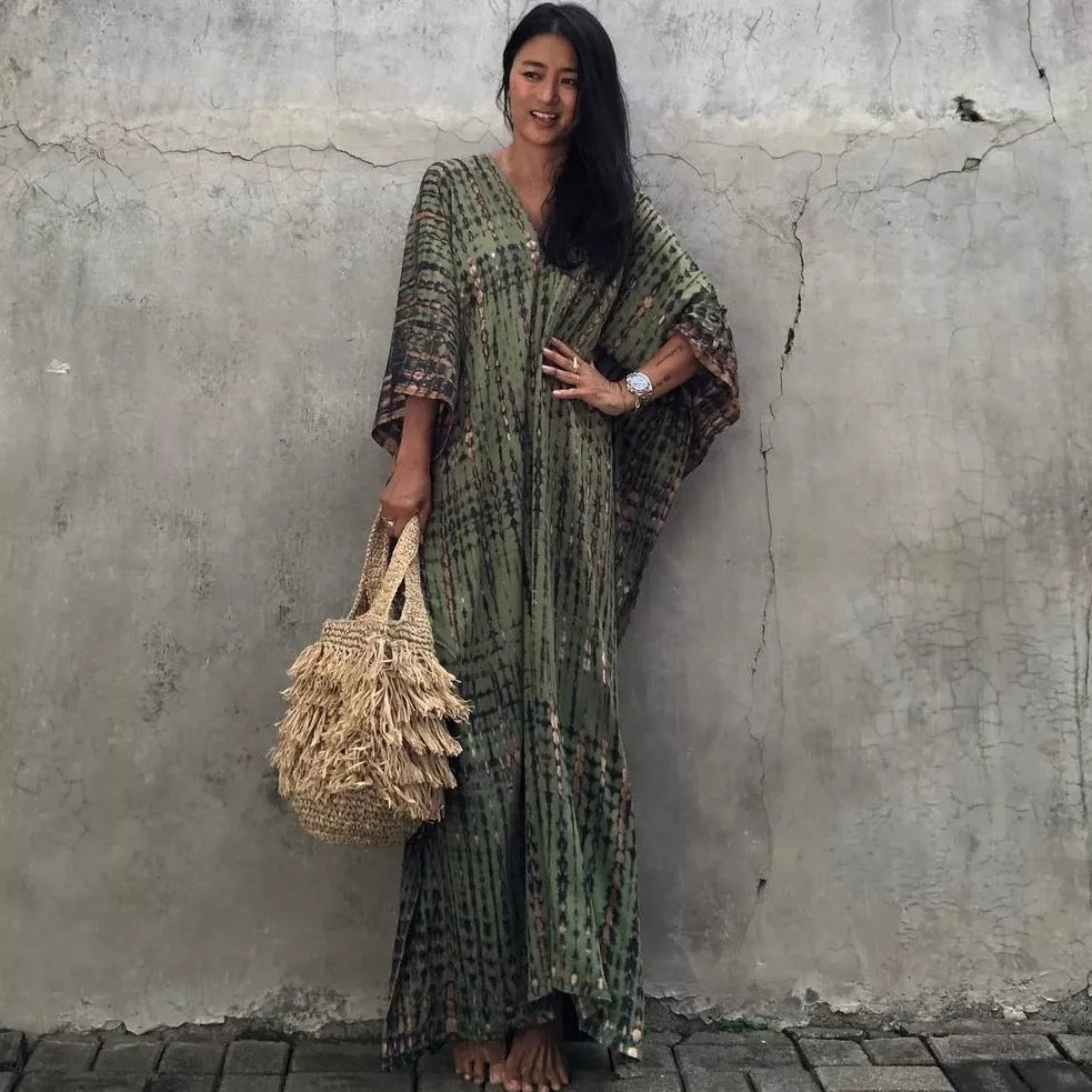 Cotton Beach Cover-up Robe Dress in various colors, perfect for beach or poolside lounging.