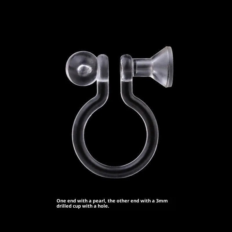 Transparent U-shaped plastic resin ear clip converter for stud earrings, unisex, single piece