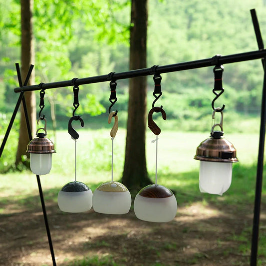 Explorer camping light showing adjustable brightness settings and USB charging port