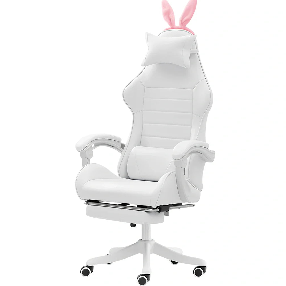 Adjustable height computer gaming chair with swivel base in green lace pattern
